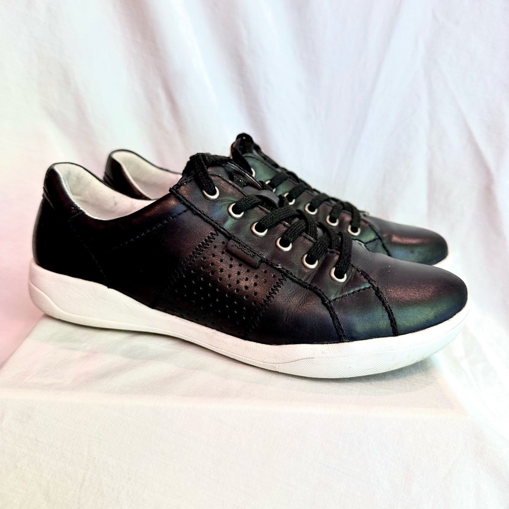 Josef Seibel Black Leather Women’s 37 Lace up Sneakers